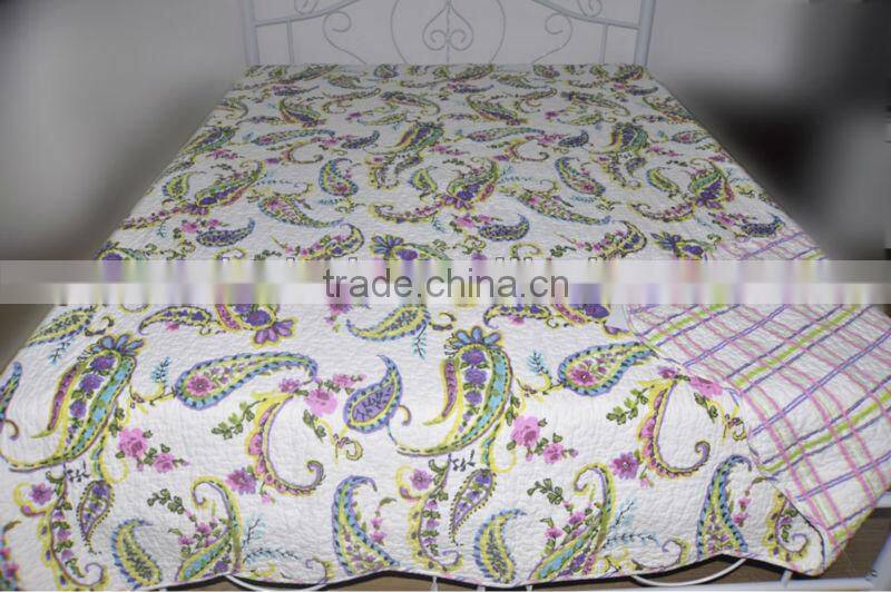 2015 high quality fake patchwork microfiber quilt set bedding set