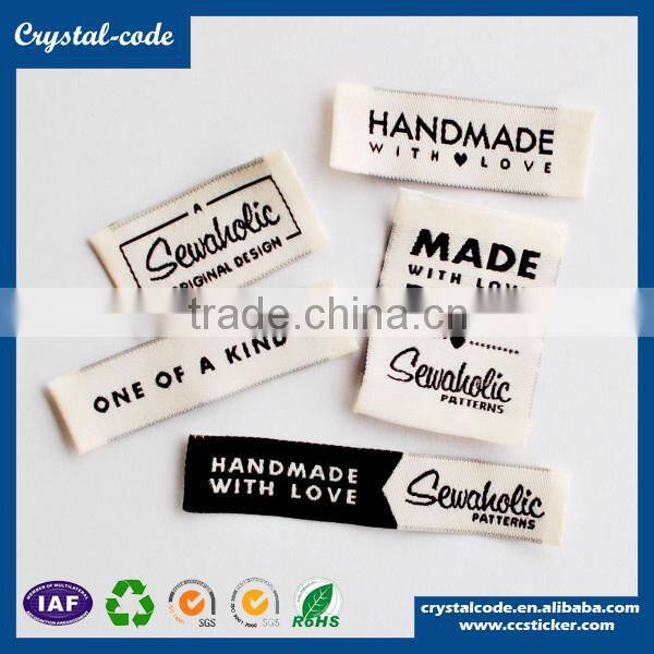 Paper nylon adhesive stickers nylon taffeta woven custom jean fabric label
