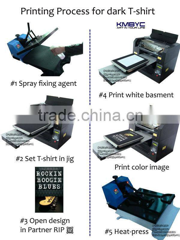 Cheap Price A4 Size T-shirt / Cotton / Fabric Multifunctional Digital Flatbed Printing Machine