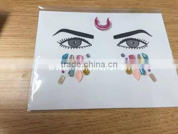 Custom sparkling temporary crystal makeup jewels self-adhesive face jewels on sticker manufacturer