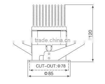 LED round COB 9W/12W/15W Dia105x120mm cut out 95mm LED ceiling recessed mount down light