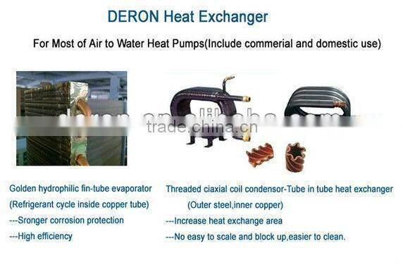 DERON industry air water heat pump low noise, 65 degree hot water for bathing and heated floor