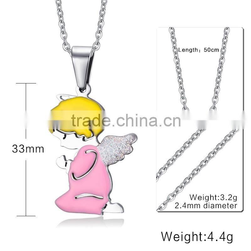 Sweet Heart Small Angel Prayer necklaces Double Colors Couple Necklace Choker For Lovers