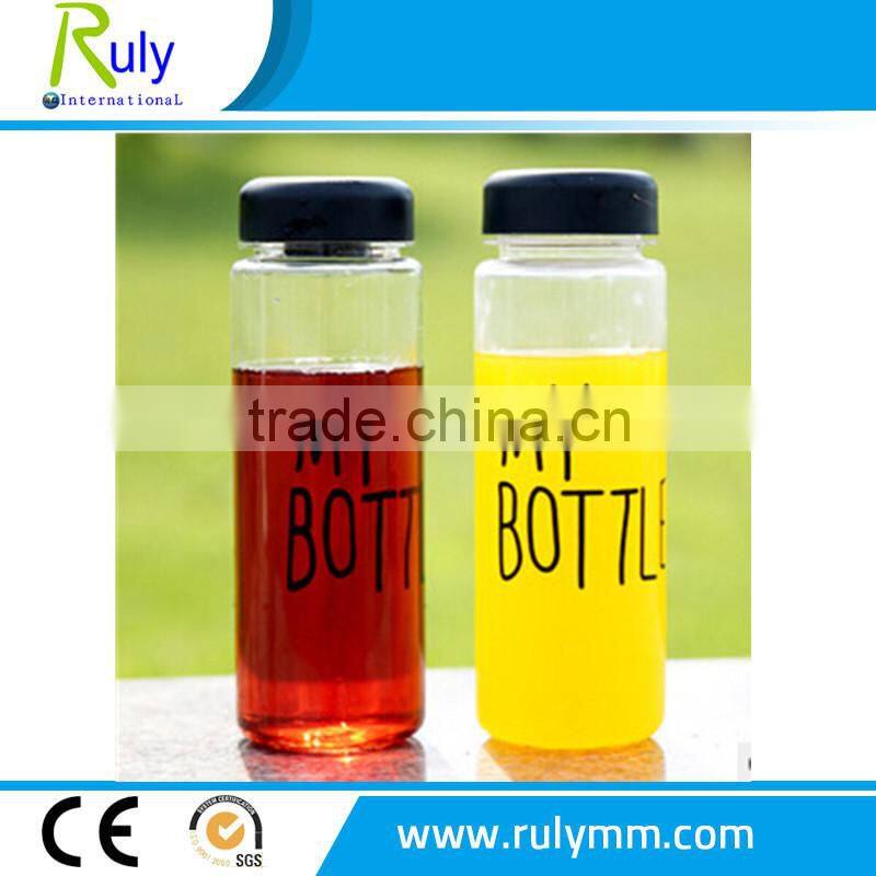 Korea Hot Sale Plastic Sports water bottle 500 ml my bottle With Black Cap