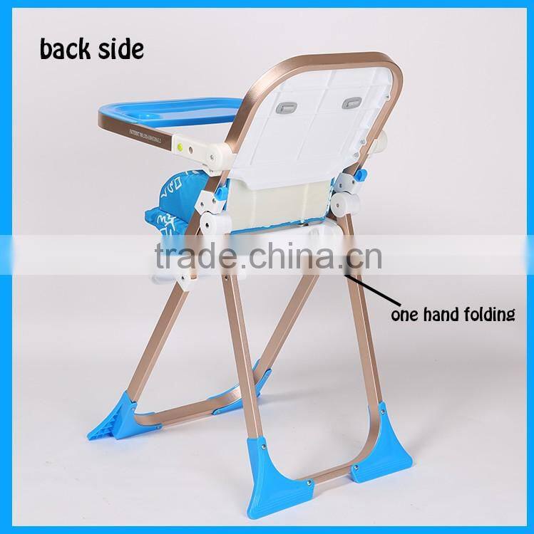 European design aluminium frames high quality feeding baby high chair for indoor use