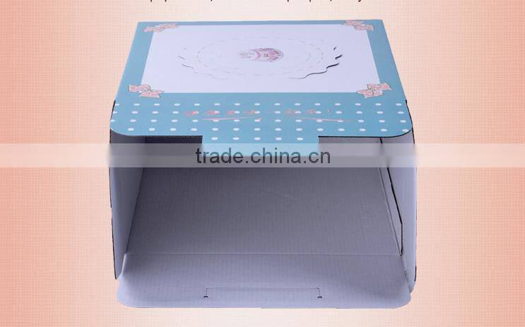 High Quality blue square corrugated paper Cake Boxes with Handle making machine