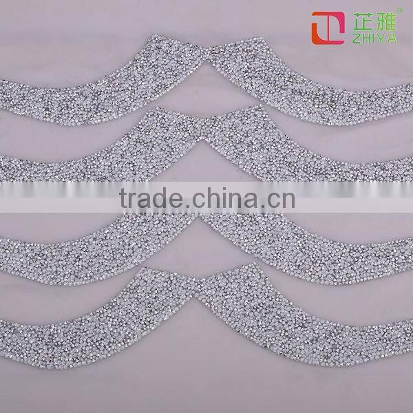 New fashion hotfix rhinestone bead neck applique