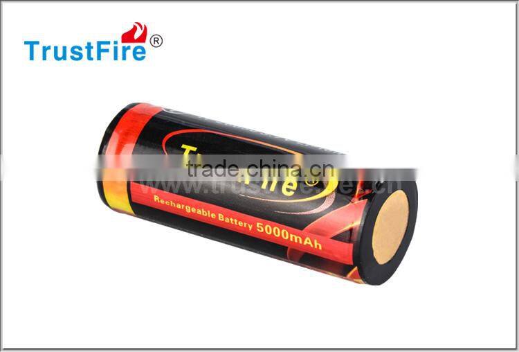Trustfire portable 26650 5000mah 3.7V li-ion Rechargeable cell batteries with nipple top(1pcs)