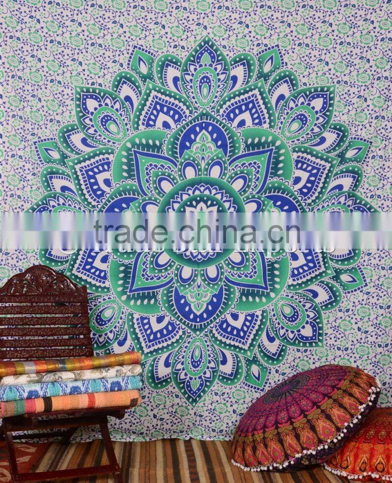 Ethnic Psychedelic Indian Ombre Mandala Lotus Wall Art Hippie Bohemian Wall Hanging Tapestry