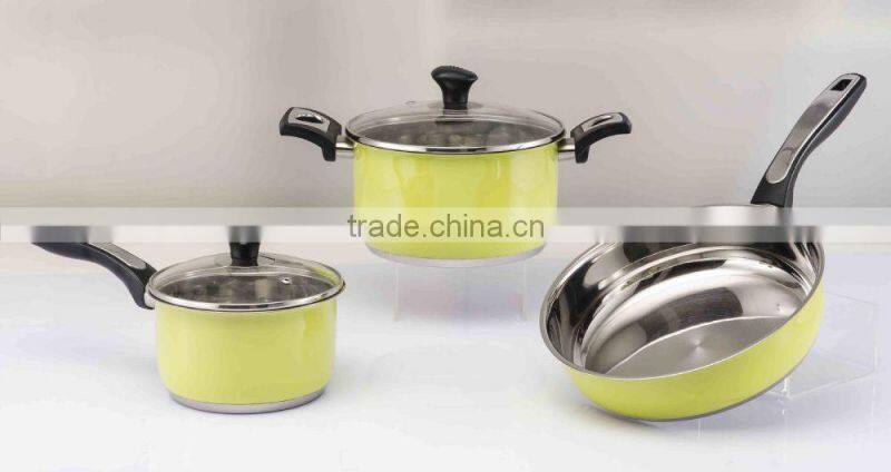 12PCS High quality new design lcquer coating stainless steel kitchen cookware