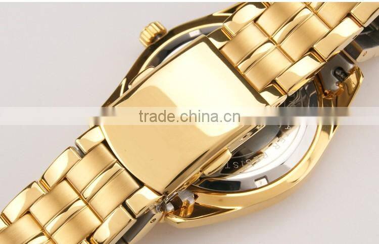 All gold case and band couple watches for rich his and hers quartz watches