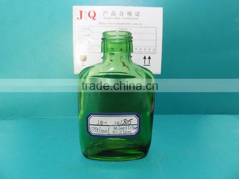 100ml flat green Vodka glass bottle hot sale