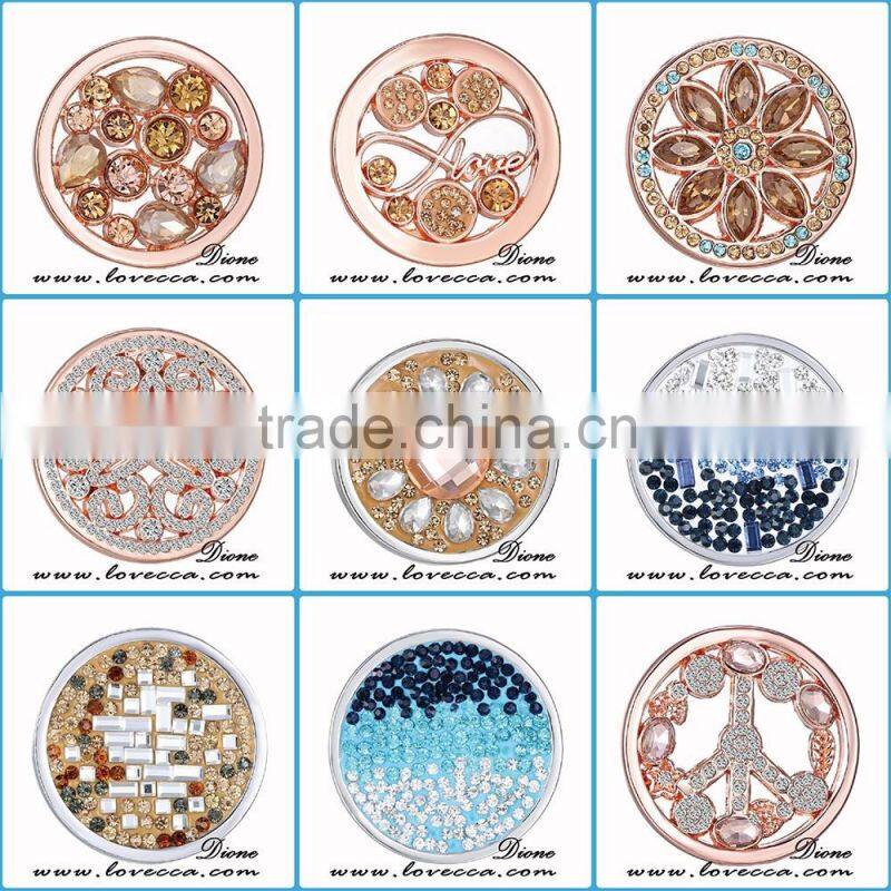 Cheap Wholesale Full Crystal Round Pendant Coin Necklace For Women