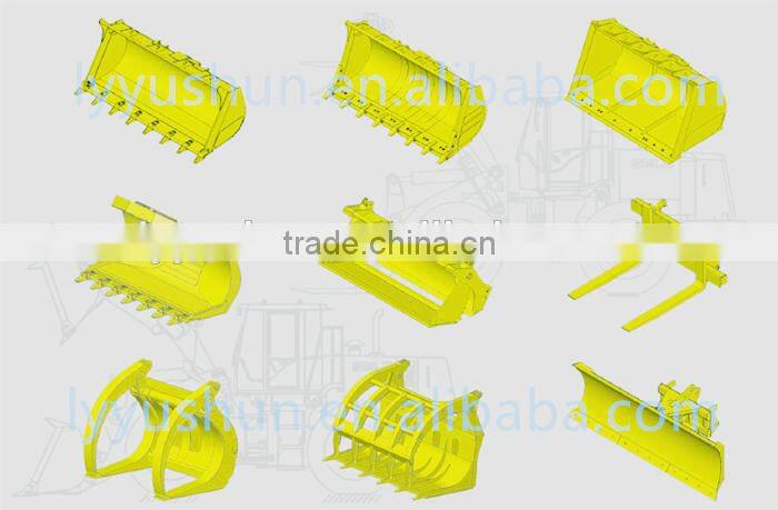 VOLVO Wheel Loader Bucket, 0.7M3-1.1M3 Bucket For L20F Wheel Loader, Log Grapple/Grass Grapple/Snow Plow/Pallet Fork For L20F