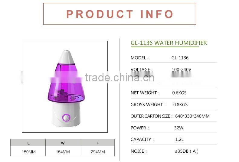 LED light mist spray aroma ulrtasonic diffuser GL-1136