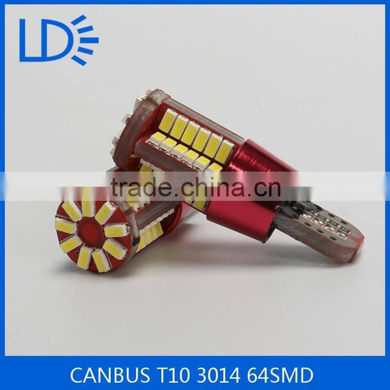 Hot sale car light bulbs CANBUS T10 3014 64SMD t10 led