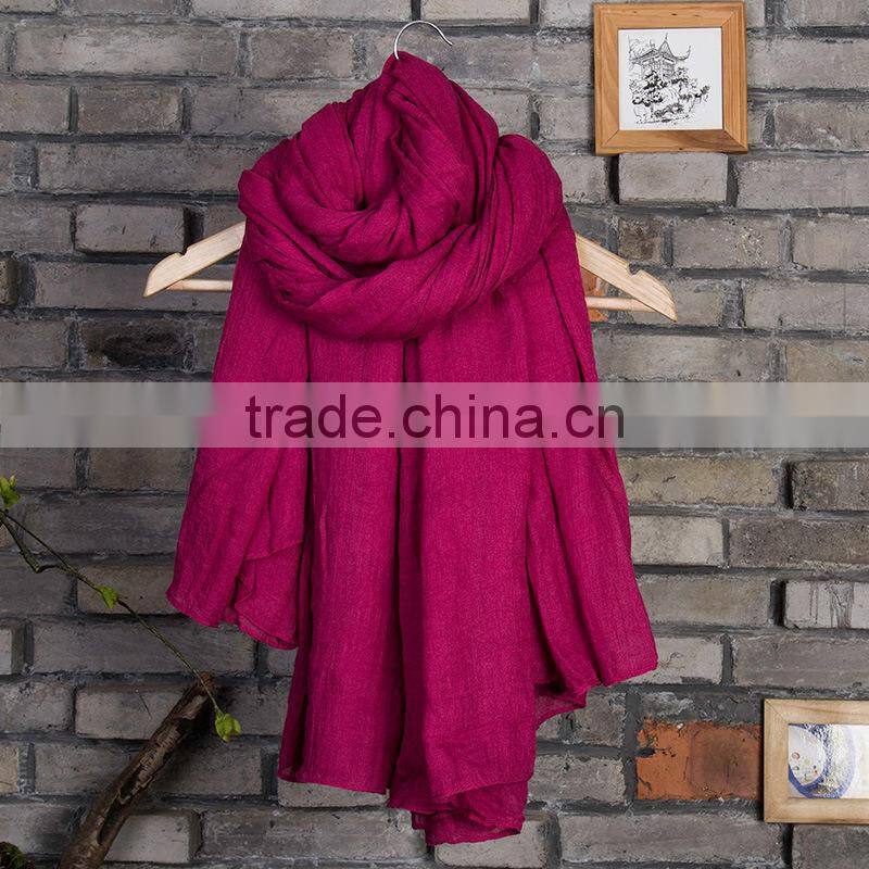 2015 Fashion Womens Girls Long Plain Color Soft Crinkle Wrinkle Scarf High Quality Cotton Blend Solid Color Wrap Scarf Scarves
