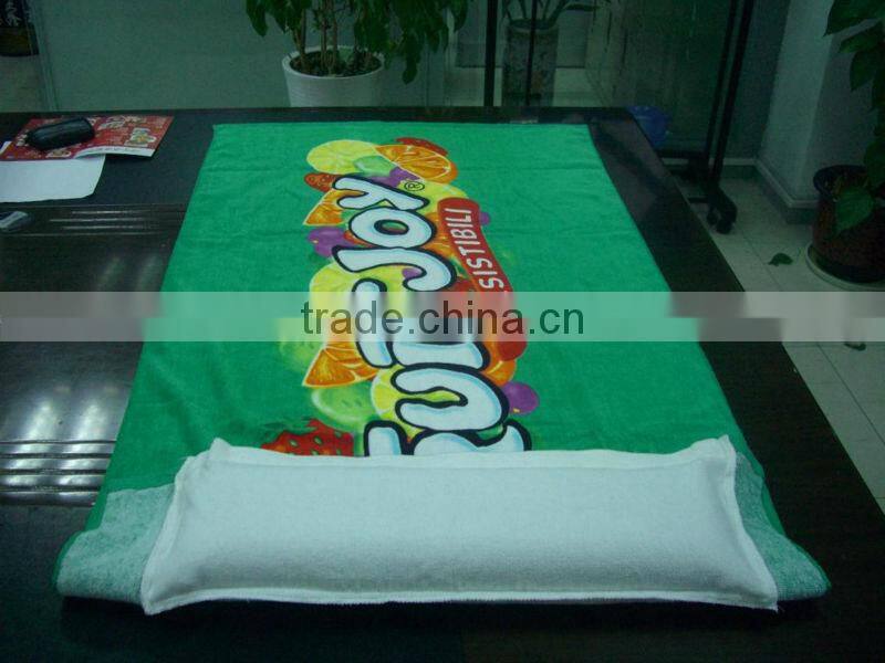 velour printed beach towel with pillow