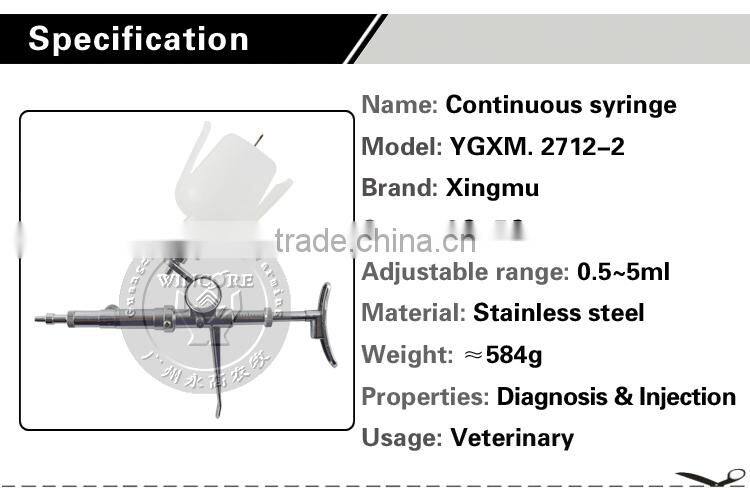 Veterinary continuous syringe with rules metal syringe auto injector