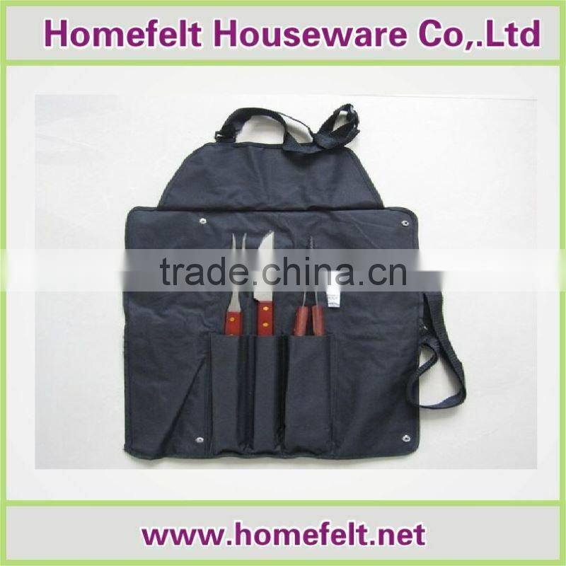 China supplier wooden hanlde BBQ Tools and Gloves Set with beautiful Apron