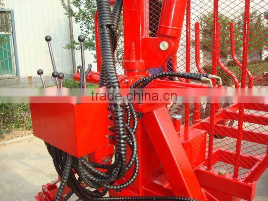 timber wood trailer with Crane