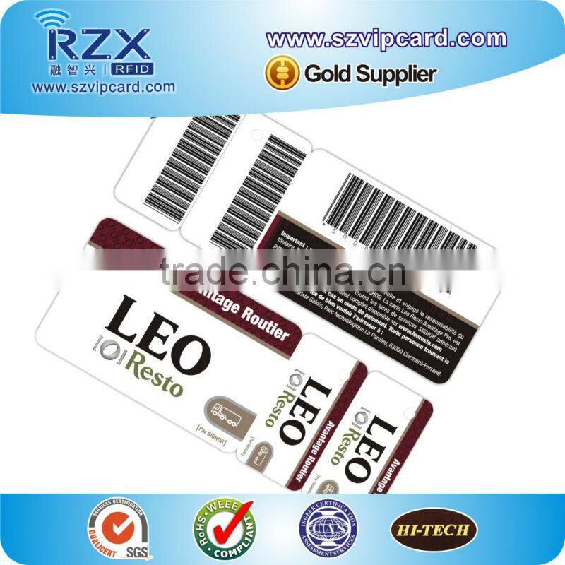 Custom offset printing shaped plastic die cut PVC card with small key tag