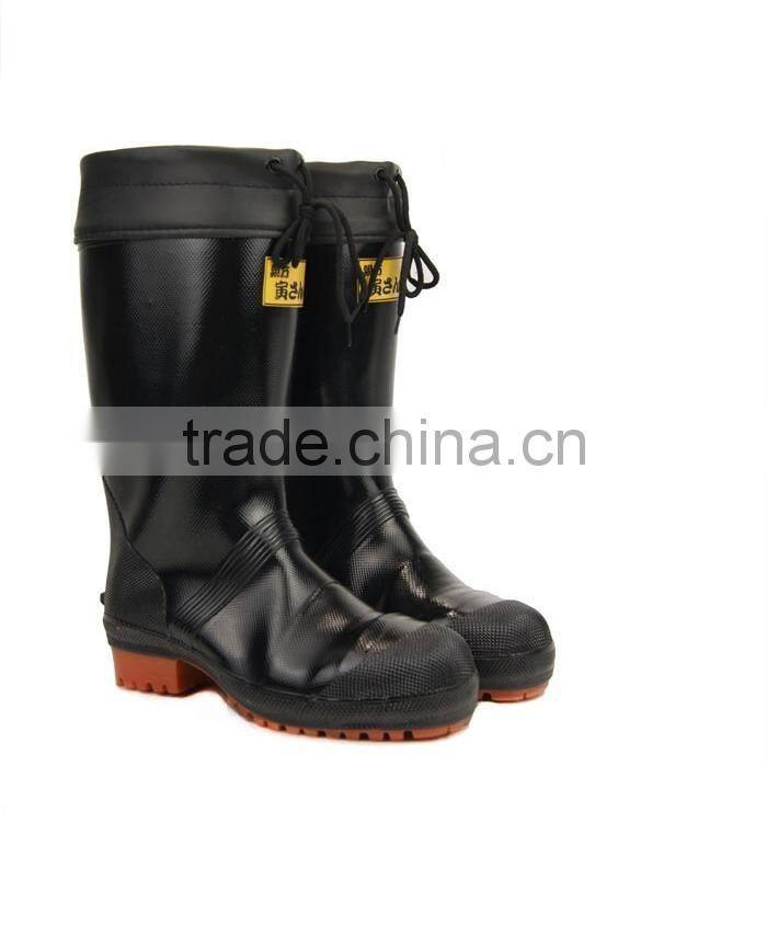 natural rubber men safety working boots equipped with steel toe cap and steel midsole
