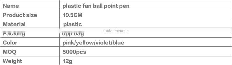 promotional wholesale cheap funny school office stationery mini plastic fan roller ball point pen
