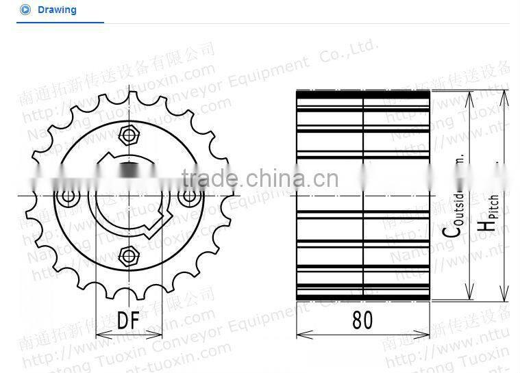 821 plastic Sprockets injection moulded for transmission conveyor