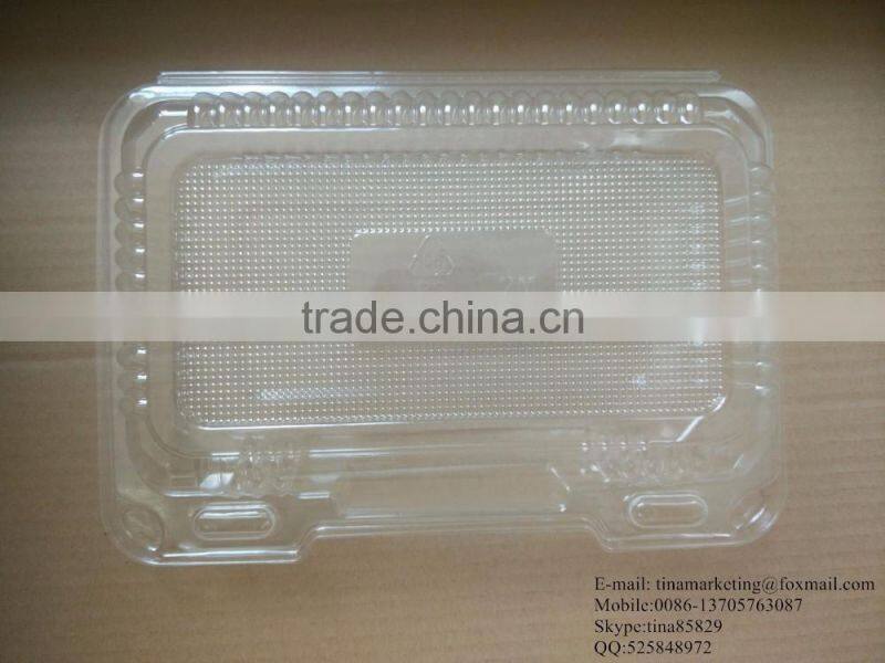 High Quality BOPS Clamshell Hinged Plastic food container for Bakery, Salad, Cake, Sushi and Pastry