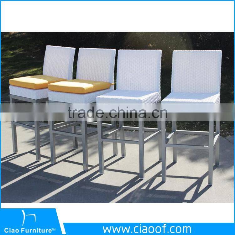 Hot sell Aluminum outdoor white rattan bar furniture