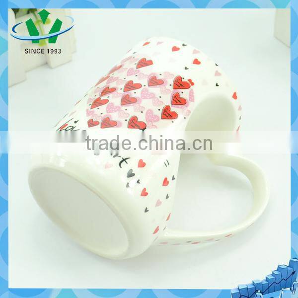 Wholesale ceramic coffee mug with heart-shaped handle