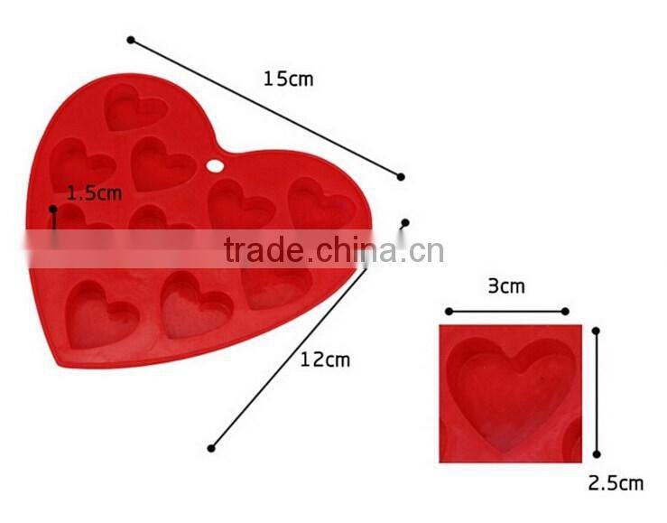 10-Capacity Heart Shape Silicone Cake Mold,Soap Cookie Chocolate Candy Cake Pan