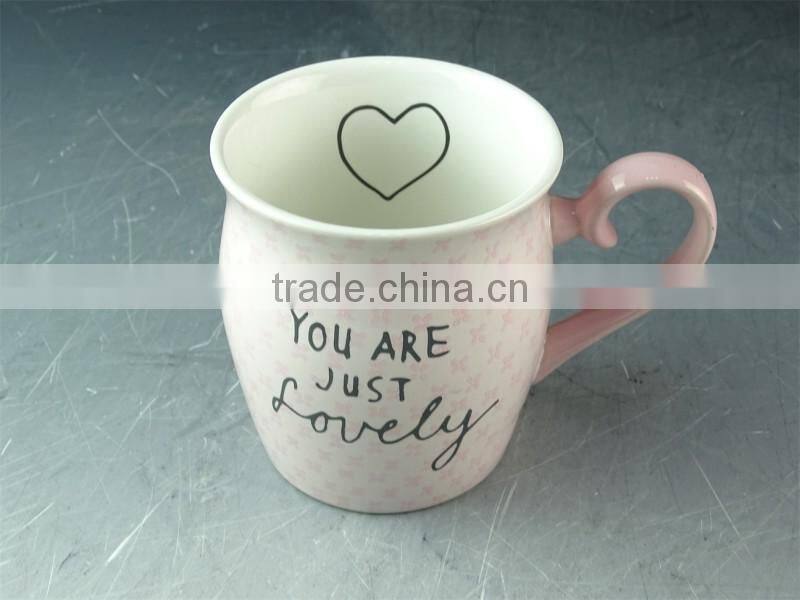 Ceramic enamel mug /coffee mug shapes 350 ml / 12 Oz stoneware print mugs with glazed handle