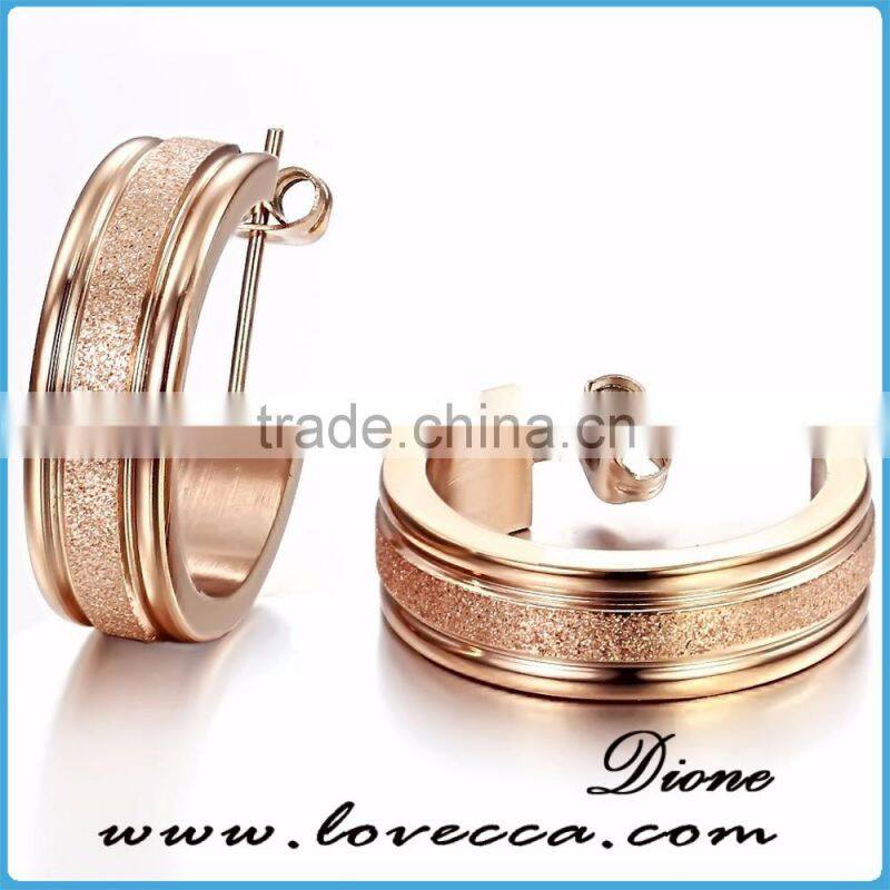 High polished plated ladies daily wear stainless steel earrings rose gold