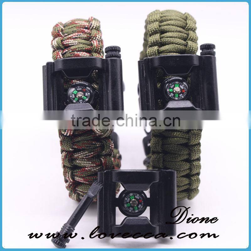 Popular Compass Whistle Buckle Multifunctional Paracord Survival Kit Bracelet With Bottle Opener