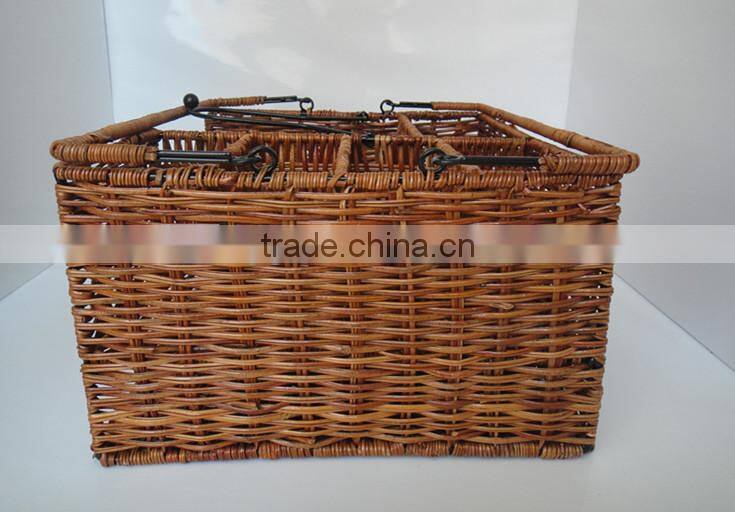 Picnic Caddy Organizer Outdoor Utensil Plate Condiment Holder Portable Basket