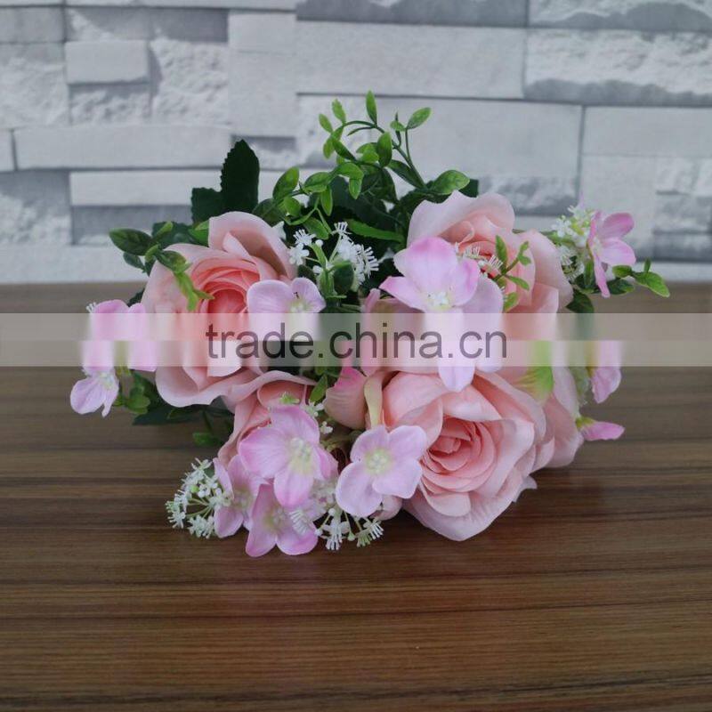 Pink silk rose flower bouquet