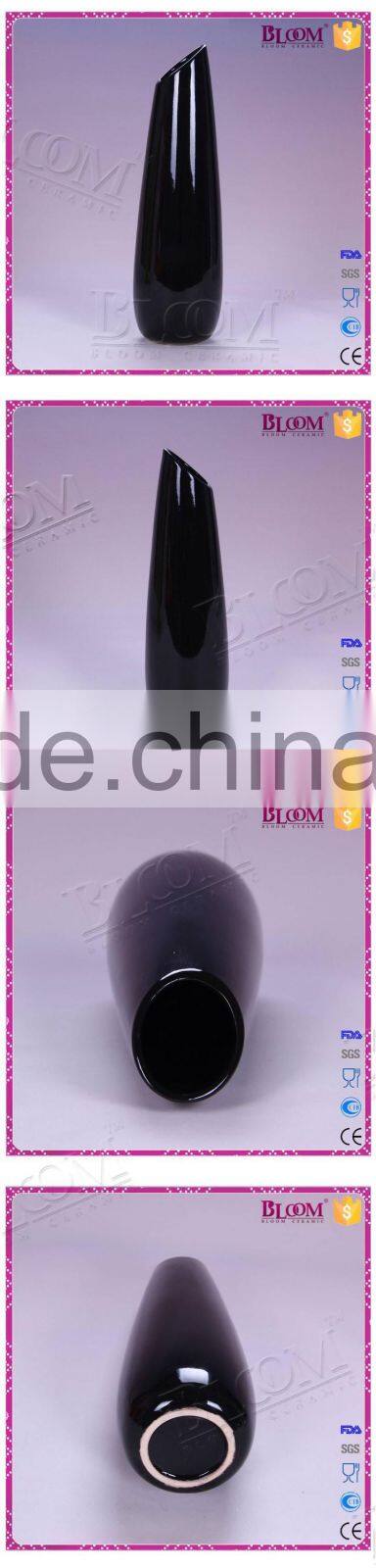 decorative gift simple style ceramic glazed black vase