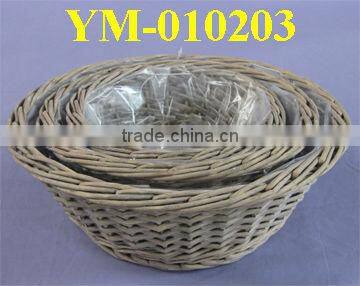 Wicker Basket Planter with Plastic Liner