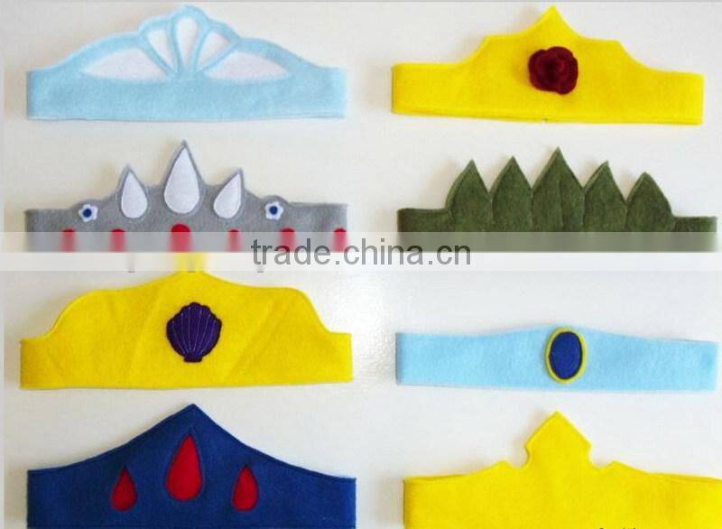 2017 new product cheap hot sale wholesale China handmade party supply kids design eco felt polyester feather crown headband