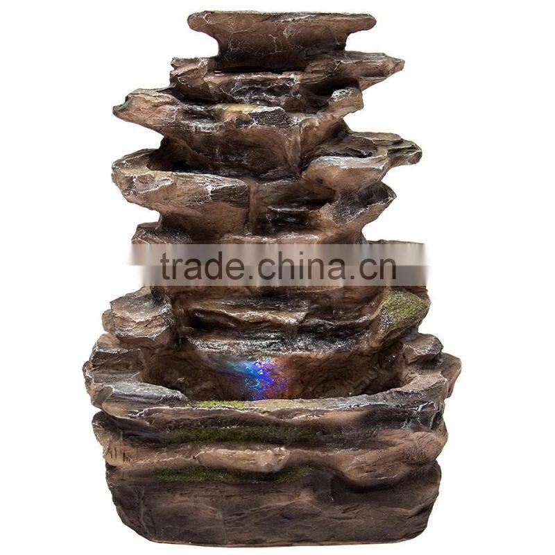 Indoor Tabletop Fountain With Multicolor LED Lights