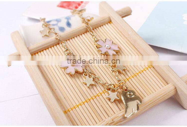 enamel magic charms bracelet gold chain and suede leather handwoven bracelet lovely charms bracelet