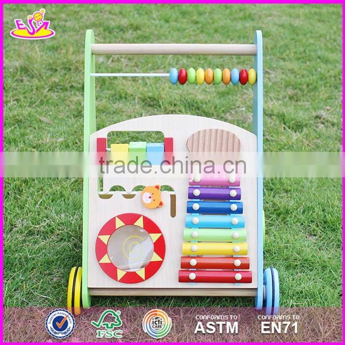 Wholesale best design multi push along wooden baby walking toys W08J001