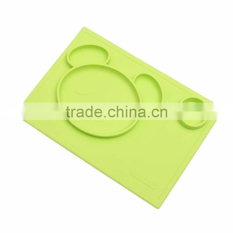 Kids silicone square shaped snack trays hot selling silicone baby plates