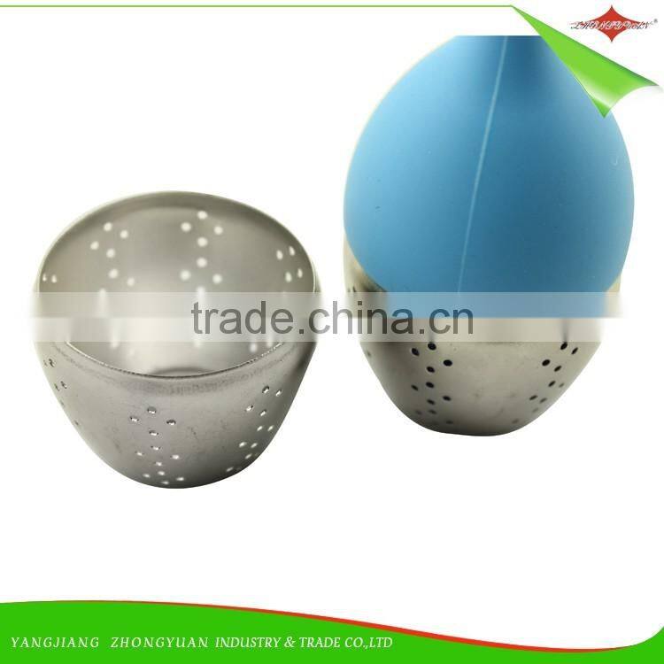 ZY-E3139 Best sell colorful different shape silicone and stainless steel tea strainer