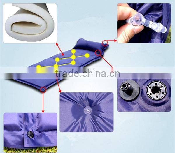 1 person polyster high density memory self inflatable camping mattress
