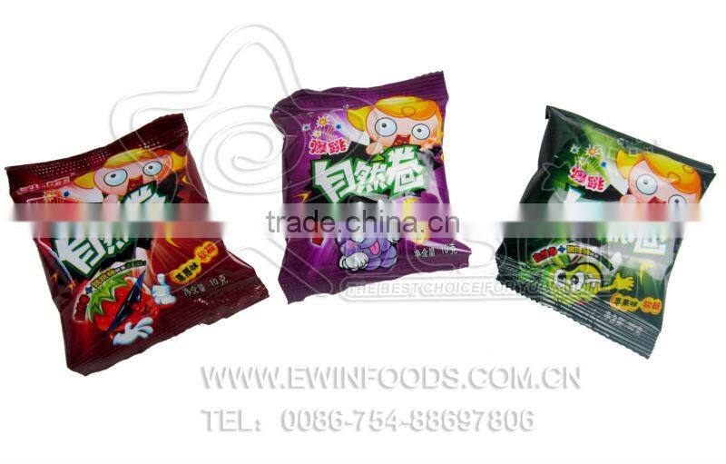 Fruity Flavour Gummy Roll Candy With Popping Candy
