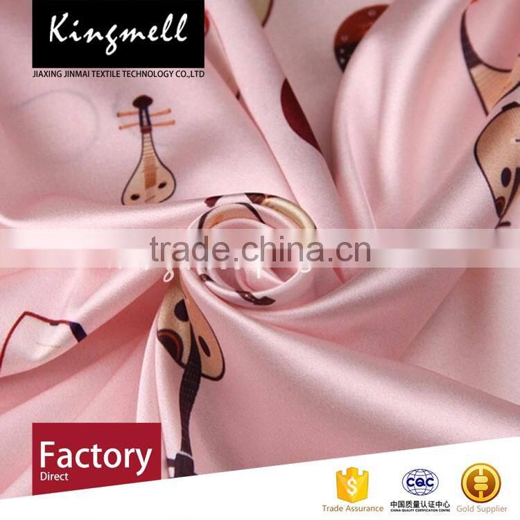 Custom high-end Chinese lute digital printed silk satin fabric