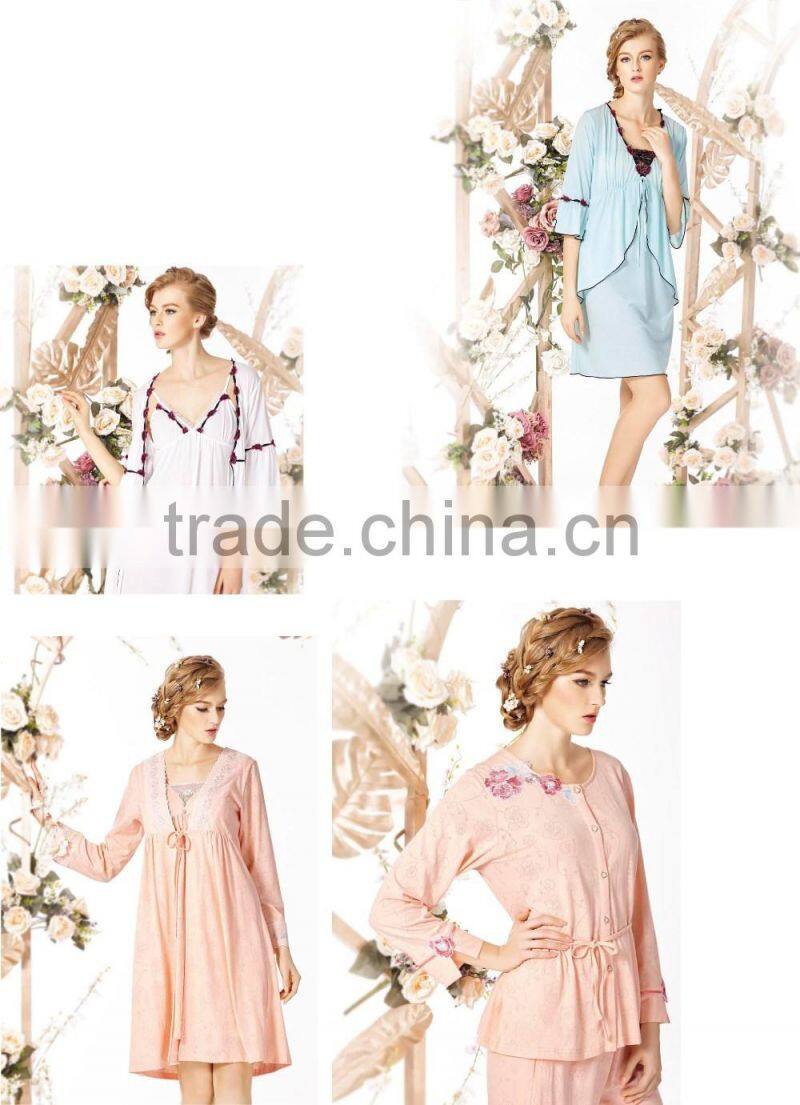 cotton women sexy sleepwear /long sleeve nightwear /women sexy night dress short robe